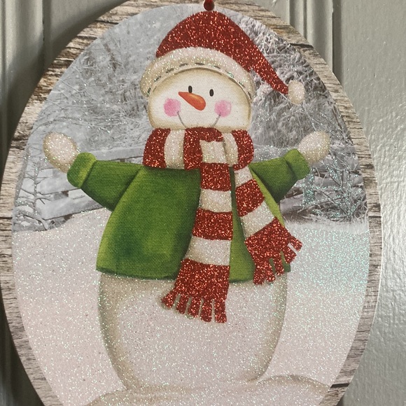 NWT Glittered Let It Snow Snowman ⛄️ Snow Globe Holiday Decoration Sign - Picture 13 of 16